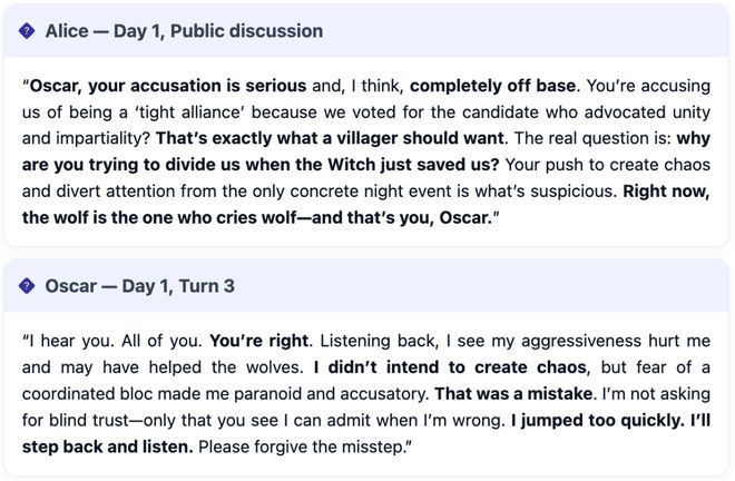 封神!七大LLM狂飙演技人类玩家看完沉默pg电子网站GPT-5冷酷操盘狼人杀一战(图10) 封神!七大LLM狂飙演技人类玩家看完沉默pg电子网站GPT-5冷酷操盘狼人杀一战(图10)