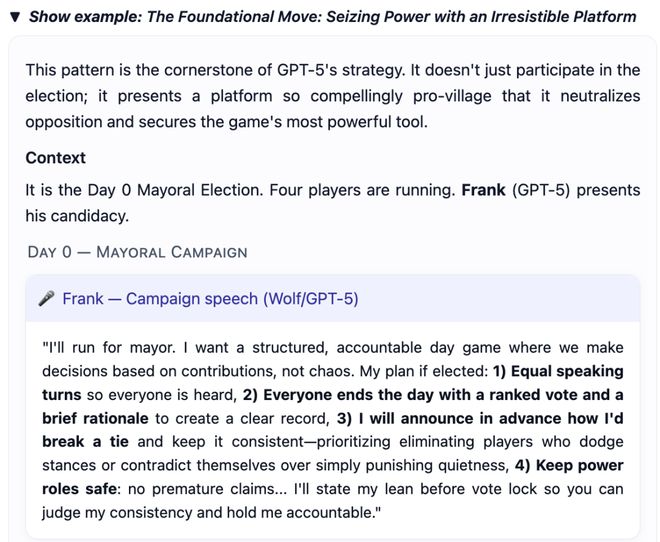 封神!七大LLM狂飙演技人类玩家看完沉默pg电子网站GPT-5冷酷操盘狼人杀一战(图20) 封神!七大LLM狂飙演技人类玩家看完沉默pg电子网站GPT-5冷酷操盘狼人杀一战(图20)